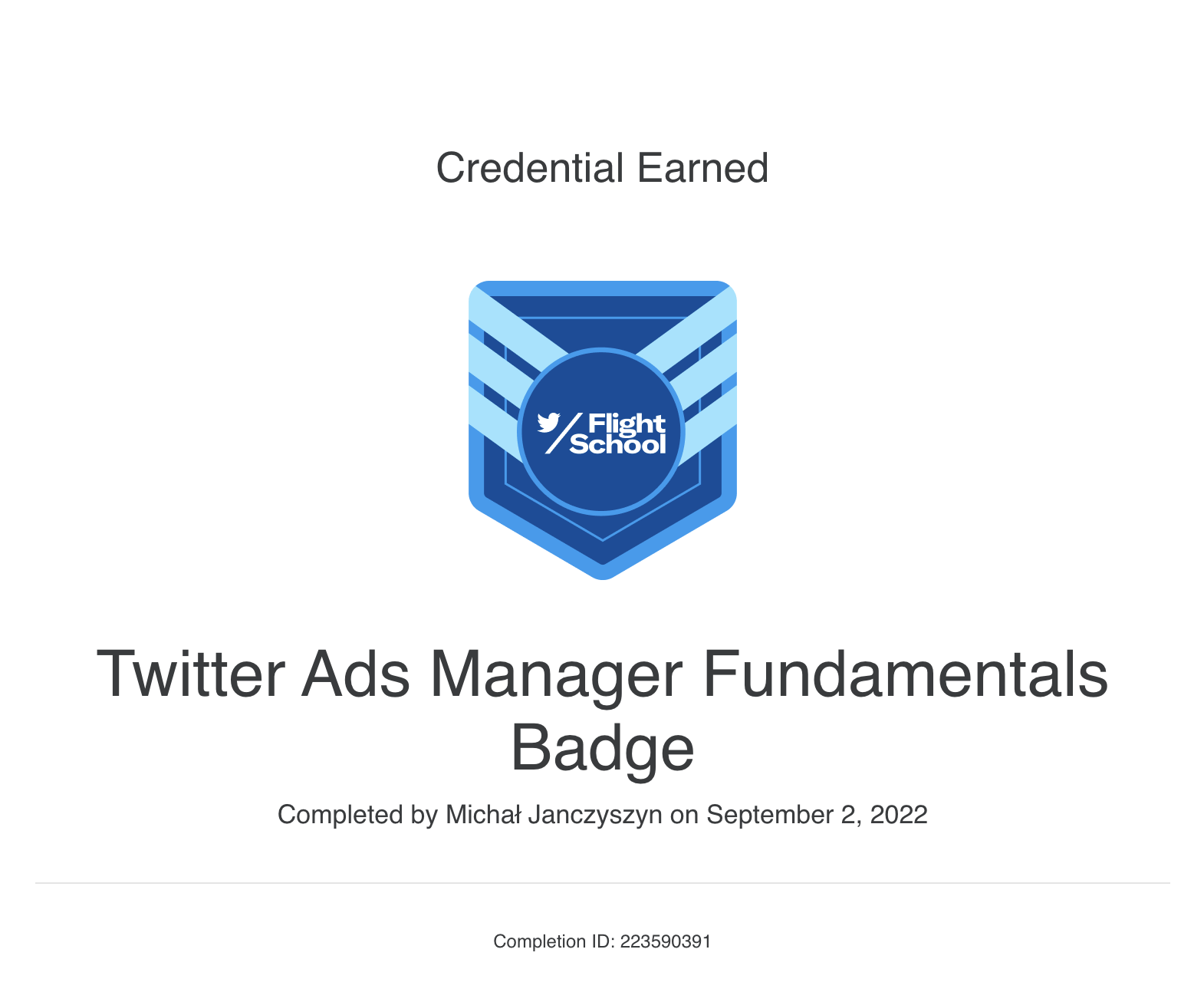 Twitter Ads Manager Fundamentals Badge
