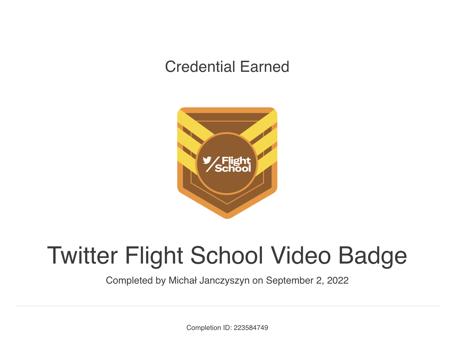Twitter Flight School Video Badge
